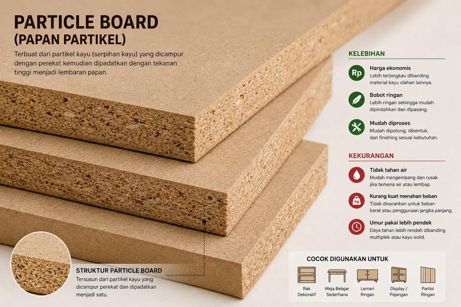 Particle Board — pilihan ekonomis untuk furniture ringan